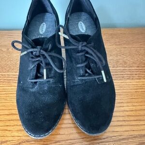 Dr. Scholl's Black Suede Lace-Up Heels